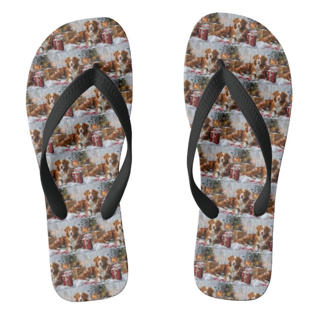 Nova Scotia Duck Toller Dog Christmas Festive Flip Flops (Footbed)