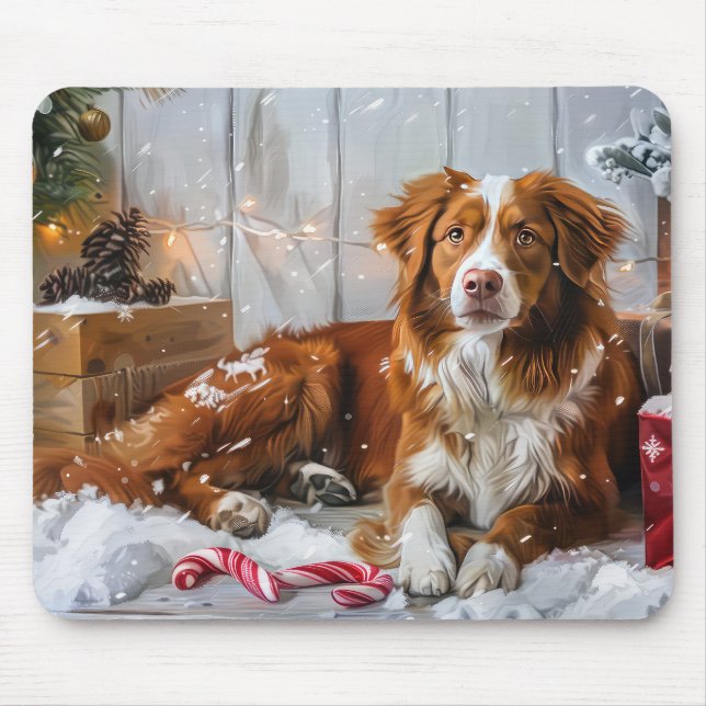Nova Scotia Duck Toller Dog Christmas Festive Mouse Mat (Front)