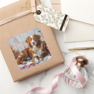Nova Scotia Duck Toller Dog Christmas Festive Square Sticker