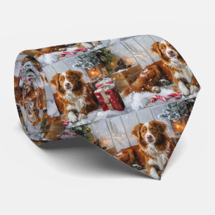 Nova Scotia Duck Toller Dog Christmas Festive Tie