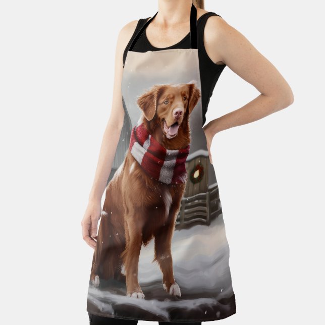 Nova Scotia Duck Toller Dog in Snow Christmas Apron (Insitu)