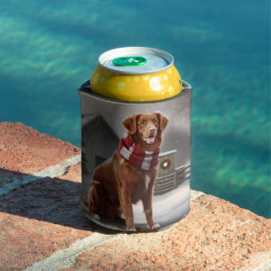 Nova Scotia Duck Toller Dog in Snow Christmas Can Cooler
