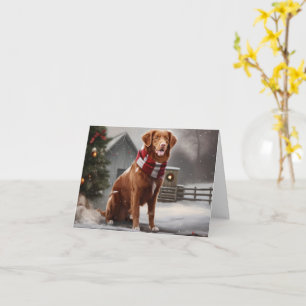 Nova Scotia Duck Toller Dog in Snow Christmas Card