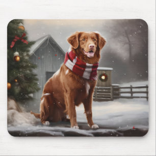 Nova Scotia Duck Toller Dog in Snow Christmas Mouse Mat