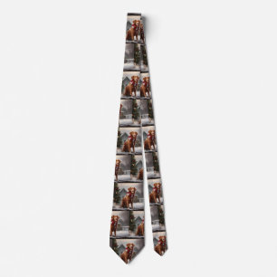 Nova Scotia Duck Toller Dog in Snow Christmas Tie
