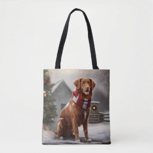 Nova Scotia Duck Toller Dog in Snow Christmas Tote Bag