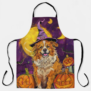 Nova Scotia Duck Toller Halloween Witch Pumpkin Apron
