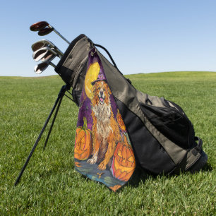 Nova Scotia Duck Toller Halloween Witch Pumpkin Golf Towel