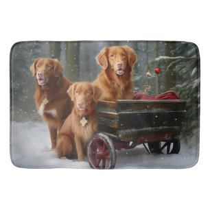 Nova Scotia Duck Toller Retriever Snowy Sleigh Bath Mat