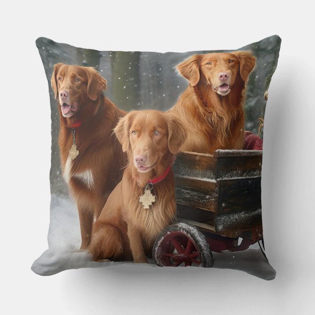 Nova Scotia Duck Toller Retriever Snowy Sleigh Cushion (Front)
