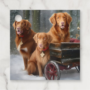 Nova Scotia Duck Toller Retriever Snowy Sleigh Favour Tags