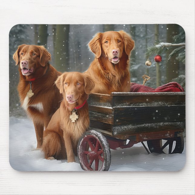 Nova Scotia Duck Toller Retriever Snowy Sleigh Mouse Mat (Front)