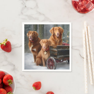 Nova Scotia Duck Toller Retriever Snowy Sleigh Napkin