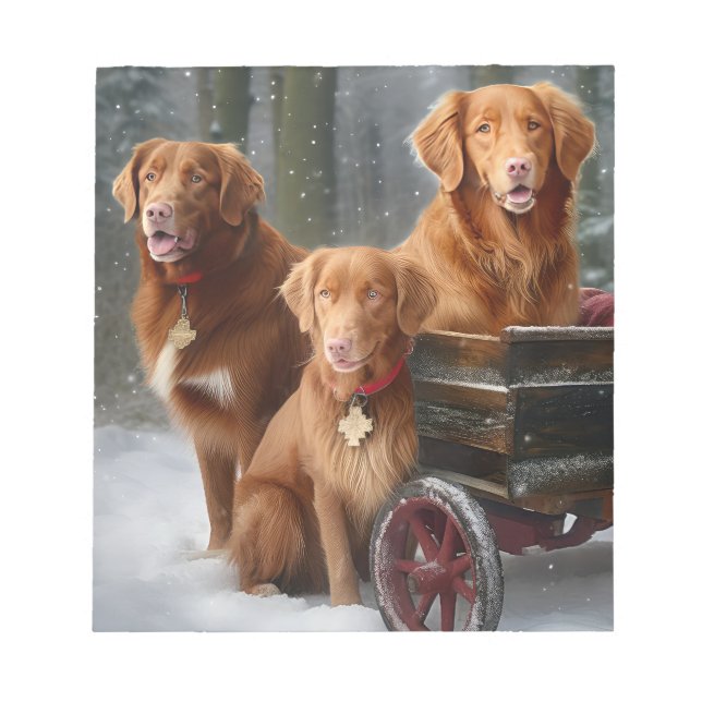 Nova Scotia Duck Toller Retriever Snowy Sleigh Notepad (Front)