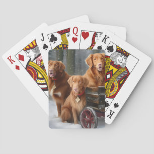 Nova Scotia Duck Toller Retriever Snowy Sleigh Playing Cards