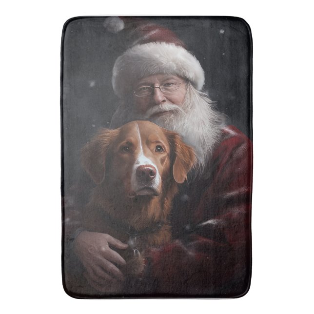 Nova Scotia Duck Toller With Santa Claus Festive Bath Mat (Front Vertical)