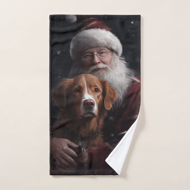 Nova Scotia Duck Toller With Santa Claus Festive Bath Towel Set (Hand Towel)