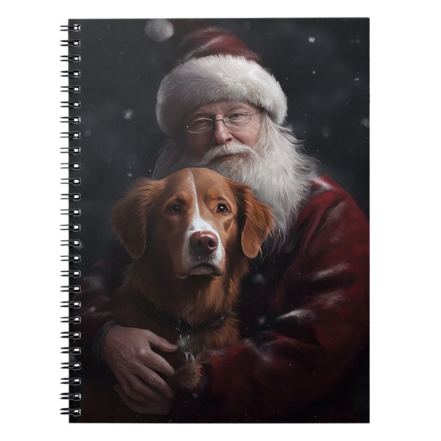 Nova Scotia Duck Toller With Santa Claus Festive Notebook (Front)