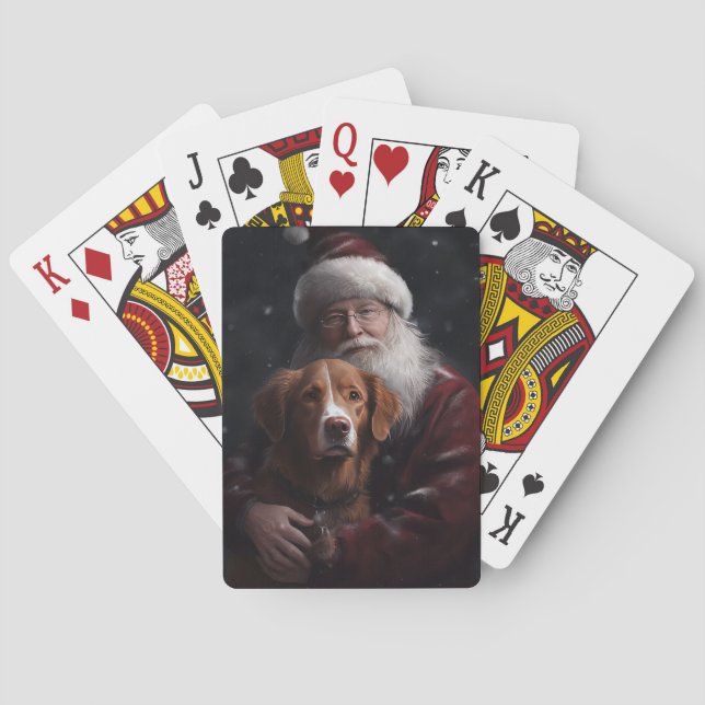 Nova Scotia Duck Toller With Santa Claus Festive Playing Cards (Back)