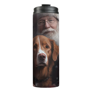 Nova Scotia Duck Toller With Santa Claus Festive Thermal Tumbler