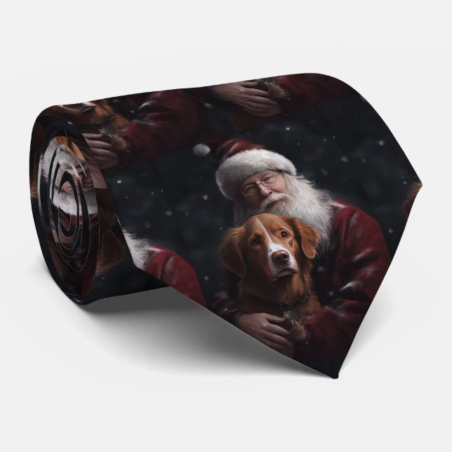 Nova Scotia Duck Toller With Santa Claus Festive Tie (Rolled)