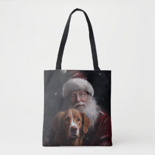 Nova Scotia Duck Toller With Santa Claus Festive Tote Bag