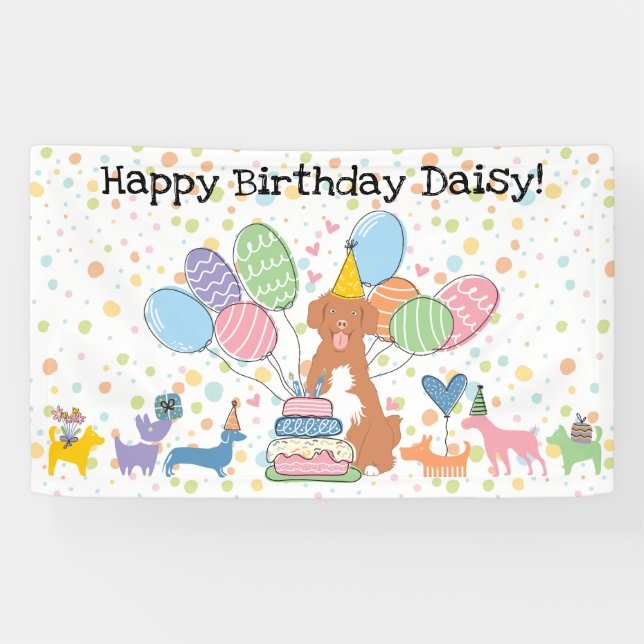 Nova Scotia Duck Tolling Retriever Birthday Banner (Horizontal)