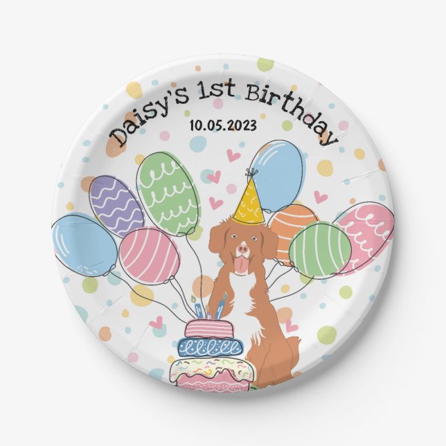 Nova Scotia Duck Tolling Retriever Birthday  Paper Plate (Front)