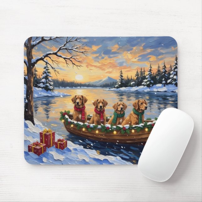 Nova Scotia Duck Tolling Retriever Christmas Boat  Mouse Mat (With Mouse)