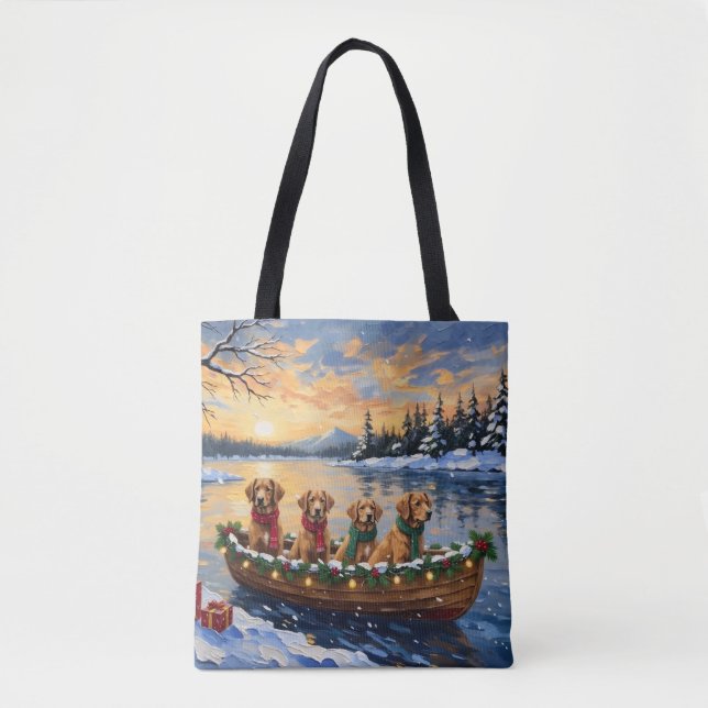 Nova Scotia Duck Tolling Retriever Christmas Boat  Tote Bag (Front)