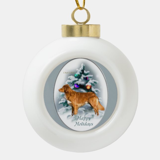 Nova Scotia Duck Tolling Retriever Christmas Ceramic Ball Christmas Ornament (Front)