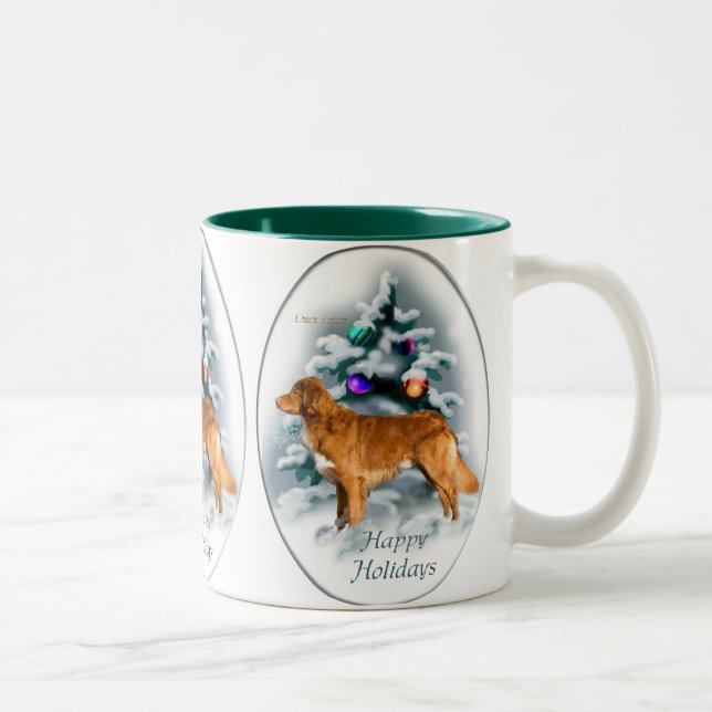 Nova Scotia Duck Tolling Retriever Christmas Gifts Two-Tone Coffee Mug (Right)