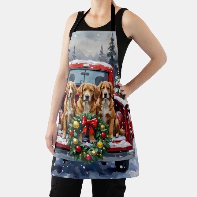 Nova Scotia Duck Tolling Retriever Christmas Red Apron (Insitu)