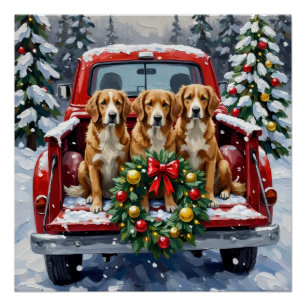 Nova Scotia Duck Tolling Retriever Christmas Red Poster