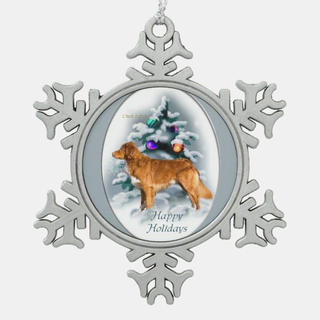 Nova Scotia Duck Tolling Retriever Christmas Snowflake Pewter Christmas Ornament (Front)