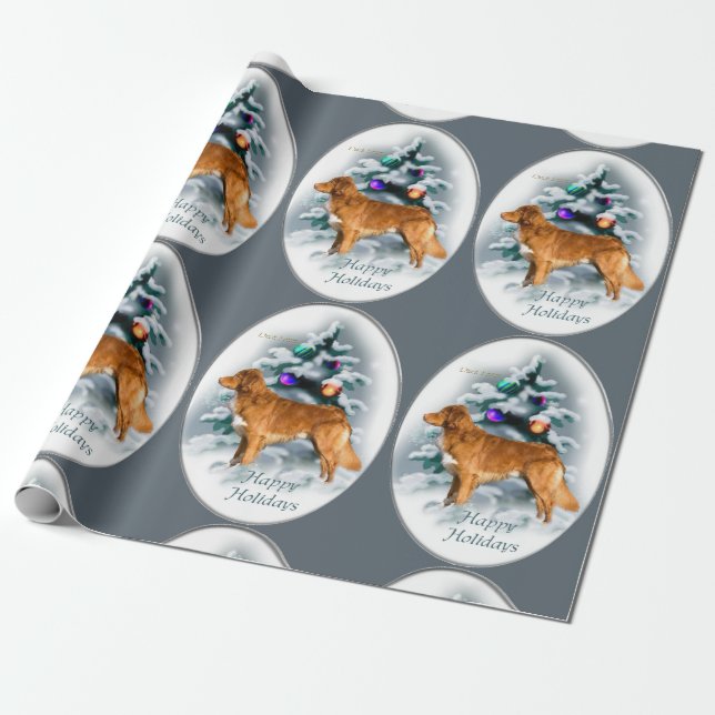 Nova Scotia Duck Tolling Retriever Christmas Wrapping Paper (Unrolled)