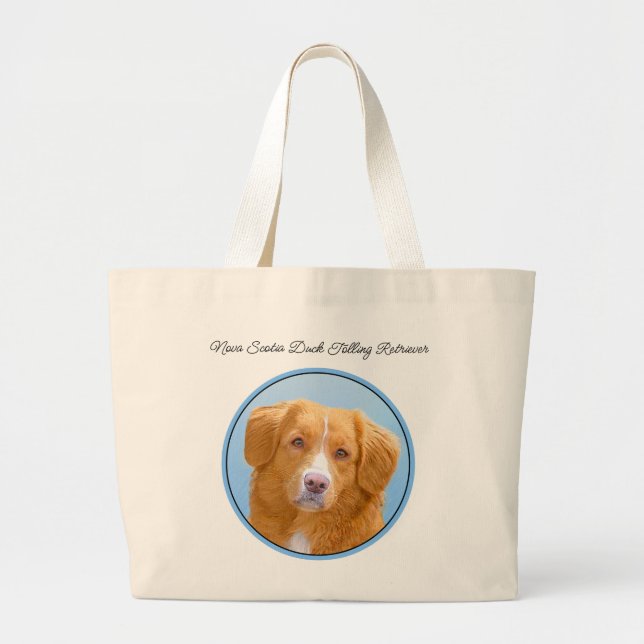 Nova Scotia Duck Tolling Retriever Dog Painting Large Tote Bag (Front)