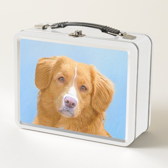 Nova Scotia Duck Tolling Retriever Dog Painting Metal Lunch Box (Front)