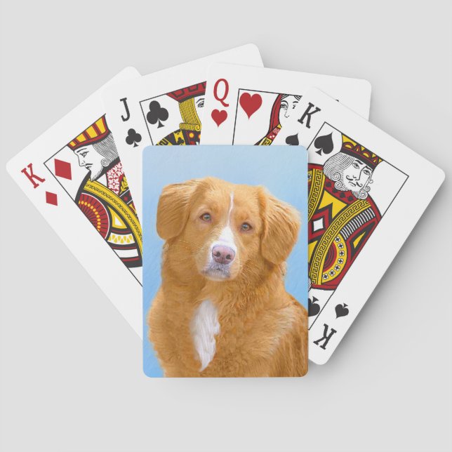 Nova Scotia Duck Tolling Retriever Dog Painting Playing Cards (Back)