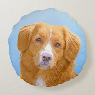 Nova Scotia Duck Tolling Retriever Dog Painting Round Cushion