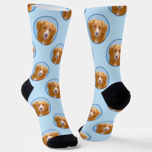 Nova Scotia Duck Tolling Retriever Dog Painting Socks (Angled)