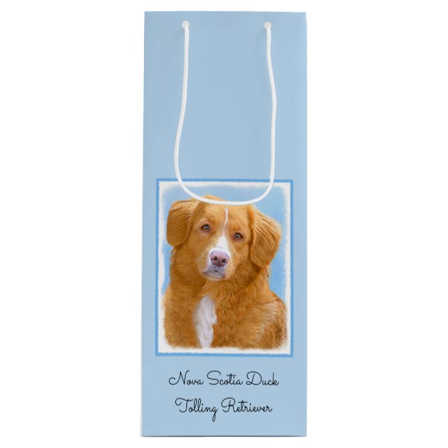 Nova Scotia Duck Tolling Retriever Dog Painting Wine Gift Bag (Front)