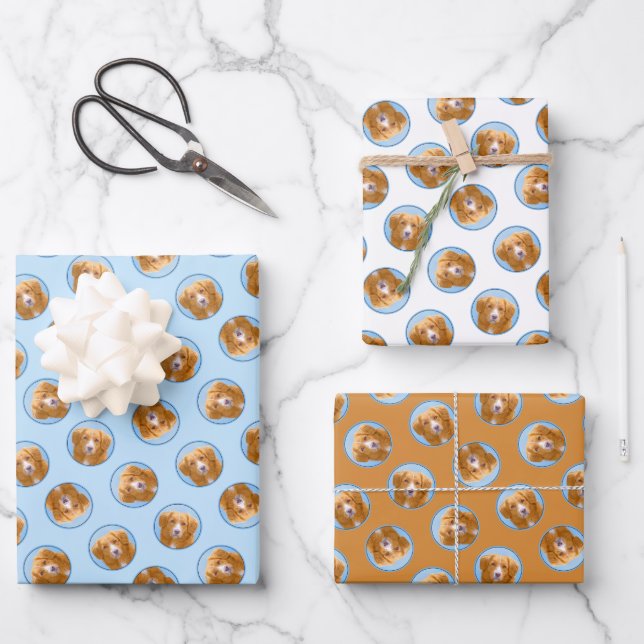 Nova Scotia Duck Tolling Retriever Dog Painting Wrapping Paper Sheet (Front)