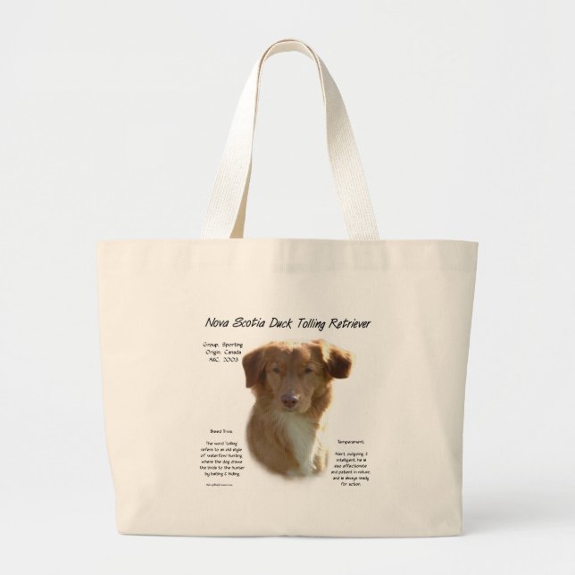 Nova Scotia Duck Tolling Retriever History Design Large Tote Bag (Front)