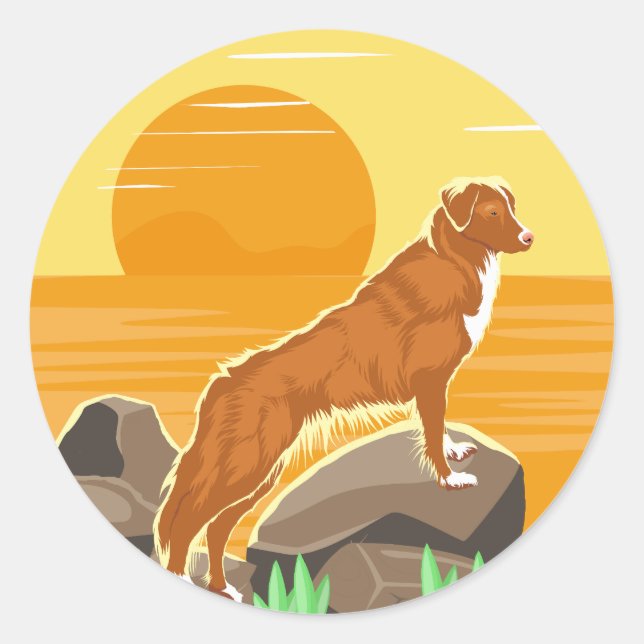 Nova Scotia Duck Tolling Retriever Sunset Classic Round Sticker (Front)