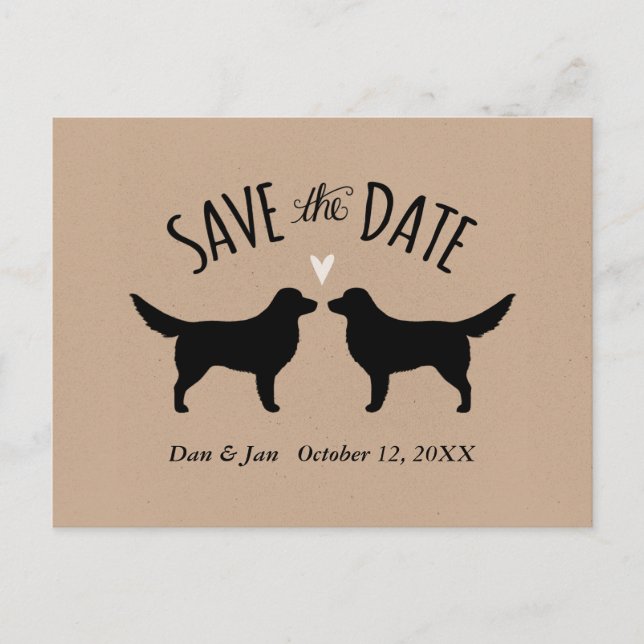 Nova Scotia Duck Tolling Retriever Wedding Date Announcement Postcard (Front)