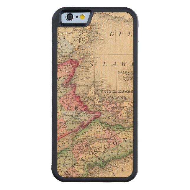 Nova Scotia, New Brunswick, Map by Mitchell Carved Wood iPhone Case (Back)