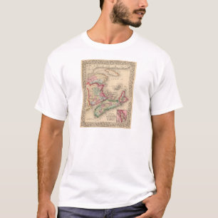 Nova Scotia, New Brunswick, Map by Mitchell T-Shirt