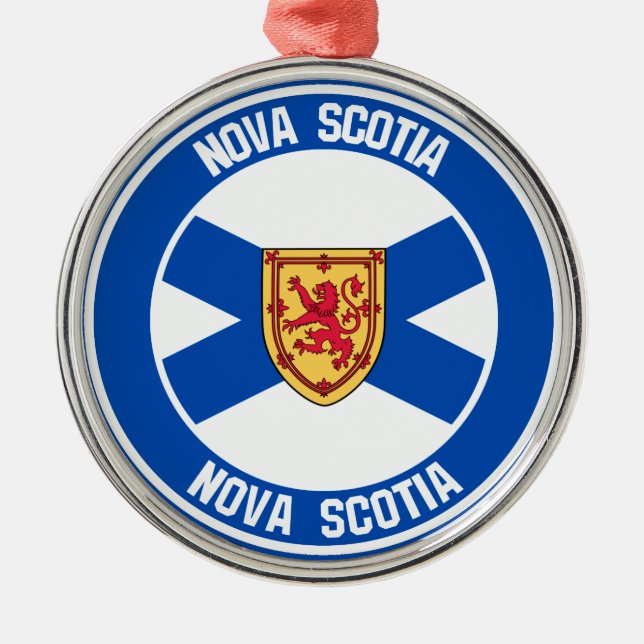 Nova Scotia Round Emblem Metal Tree Decoration (Front)