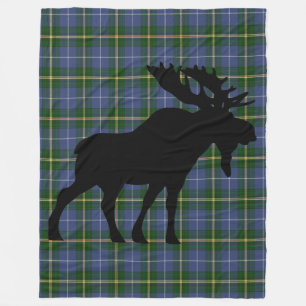 Nova Scotia Tartan Custom Moose Brown Plaid Fleece Blanket